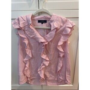 Women’s Rachel Roy Pink Ruffled Cap Sleeve Top Size Large Tank Top